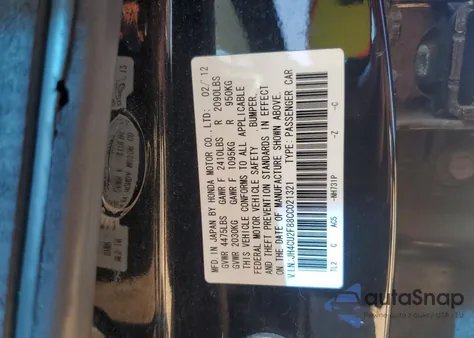 2012 Acura Tsx Se z USA, uszkodzony, nr VIN JH4CU2F88CC021321